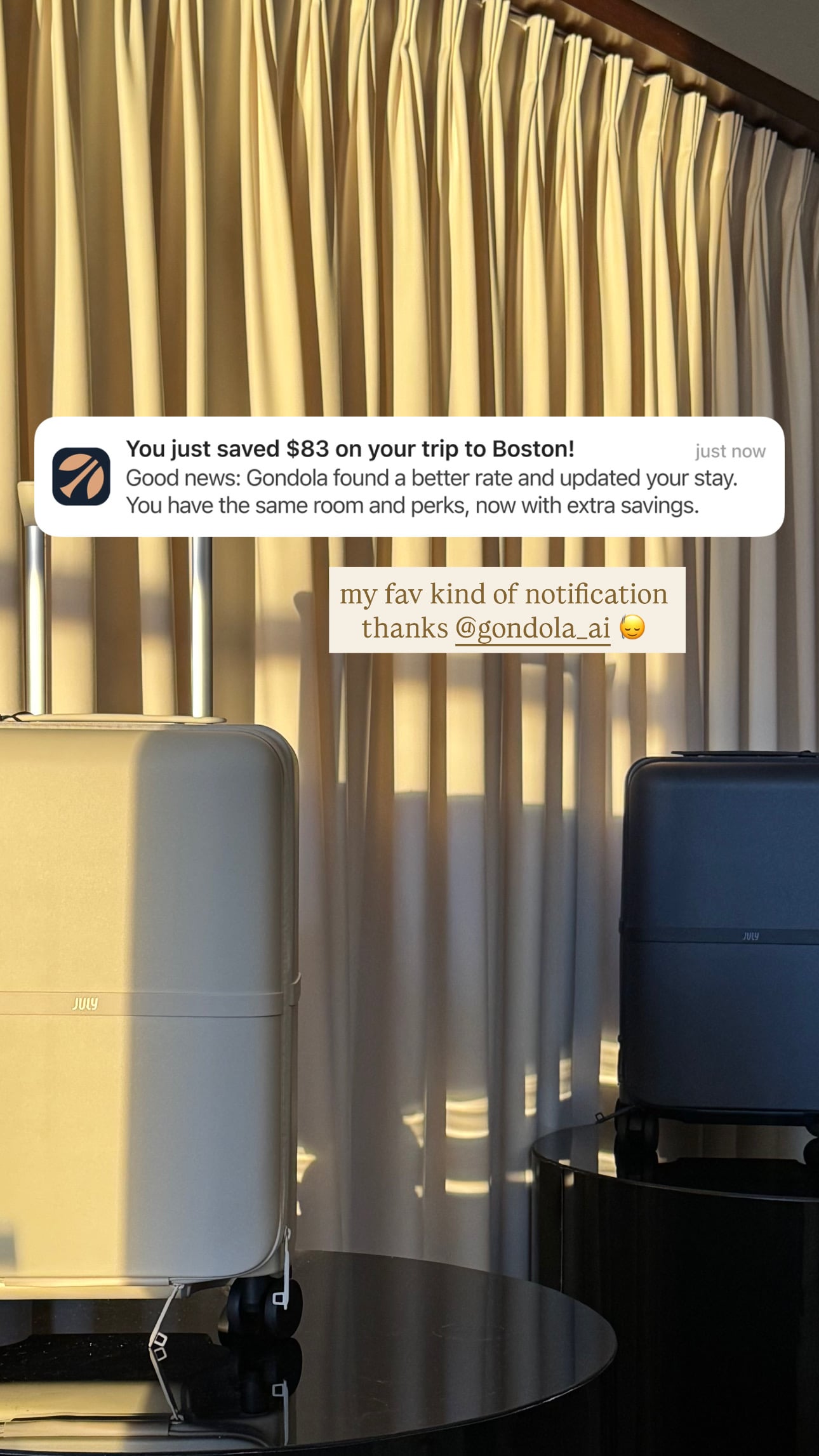 Traveler post: my favorite kind of notification, thanks Gondola.
